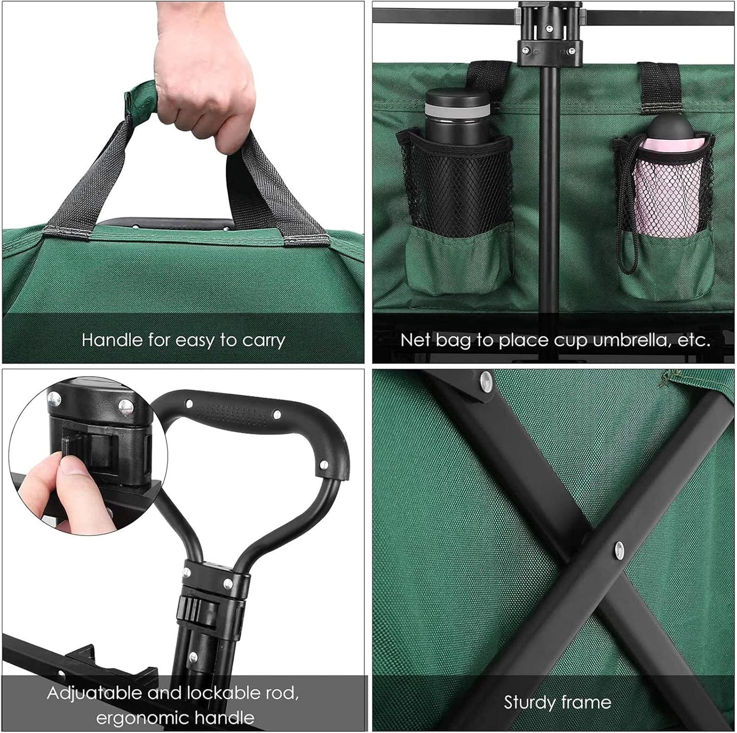 Folding Camping Cart,Garden Wagon,Collapsible Beach Garden Trolley,Cart Heavy Duty Trolley-for Shopping Beach Outdoor Garden Picnic