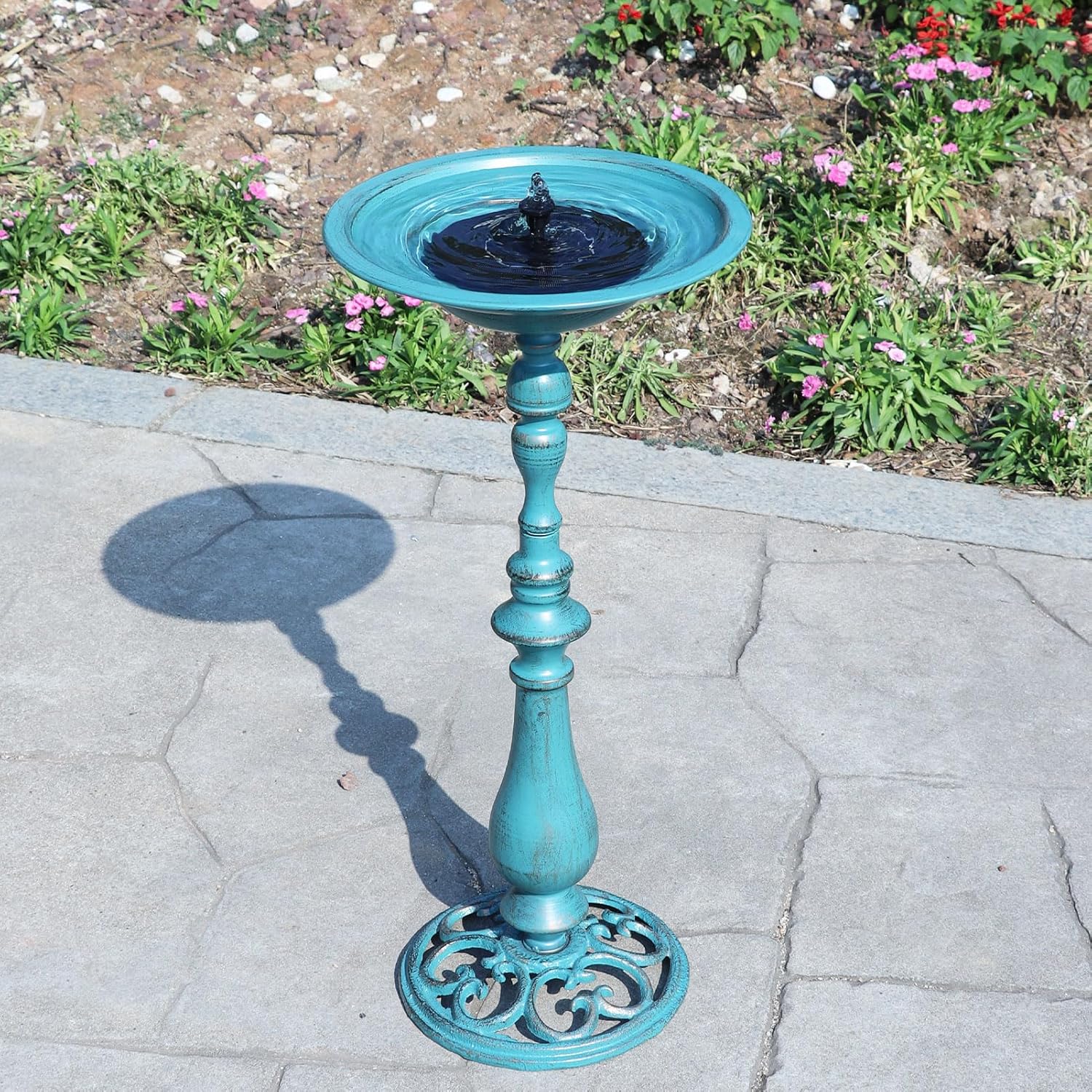 26.6”H×12.3" W Cast Iron Pedestal Bird Bath，Metal Birdbaths Bird Feede
