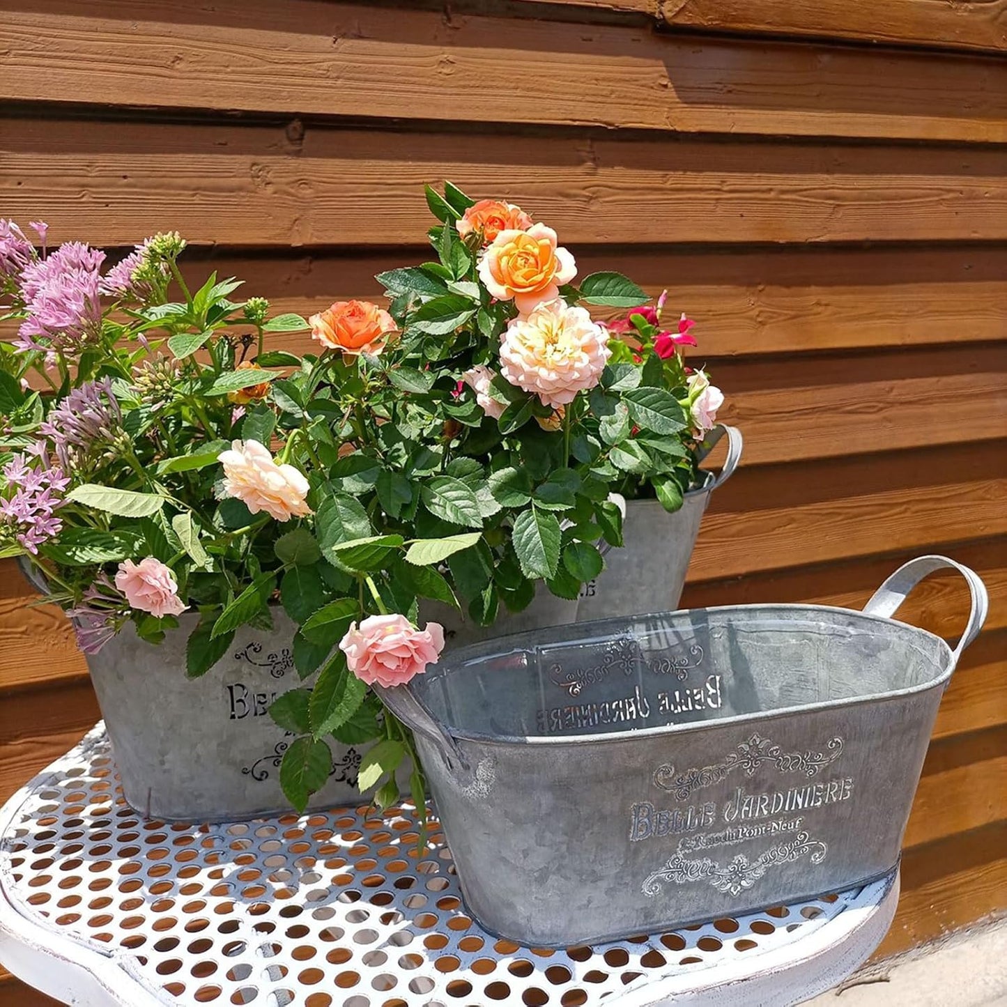 Metal Vases Farmhouse French Flower Bucket Vases For Cut Flowers For H