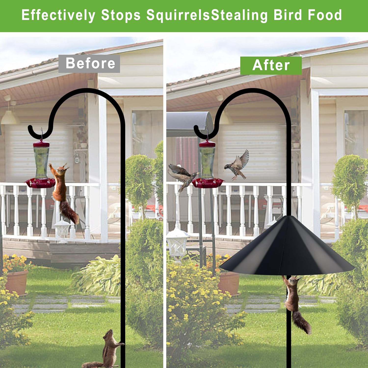 Squirrel Baffle for Bird Feeder Pole - 19 Inch for Shepherd’s Hook, Sq