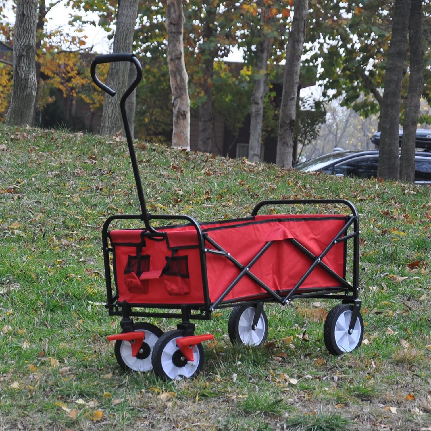 Folding Wagon Cart Collapsible Outdoor Utility Wagon with All Terrain 