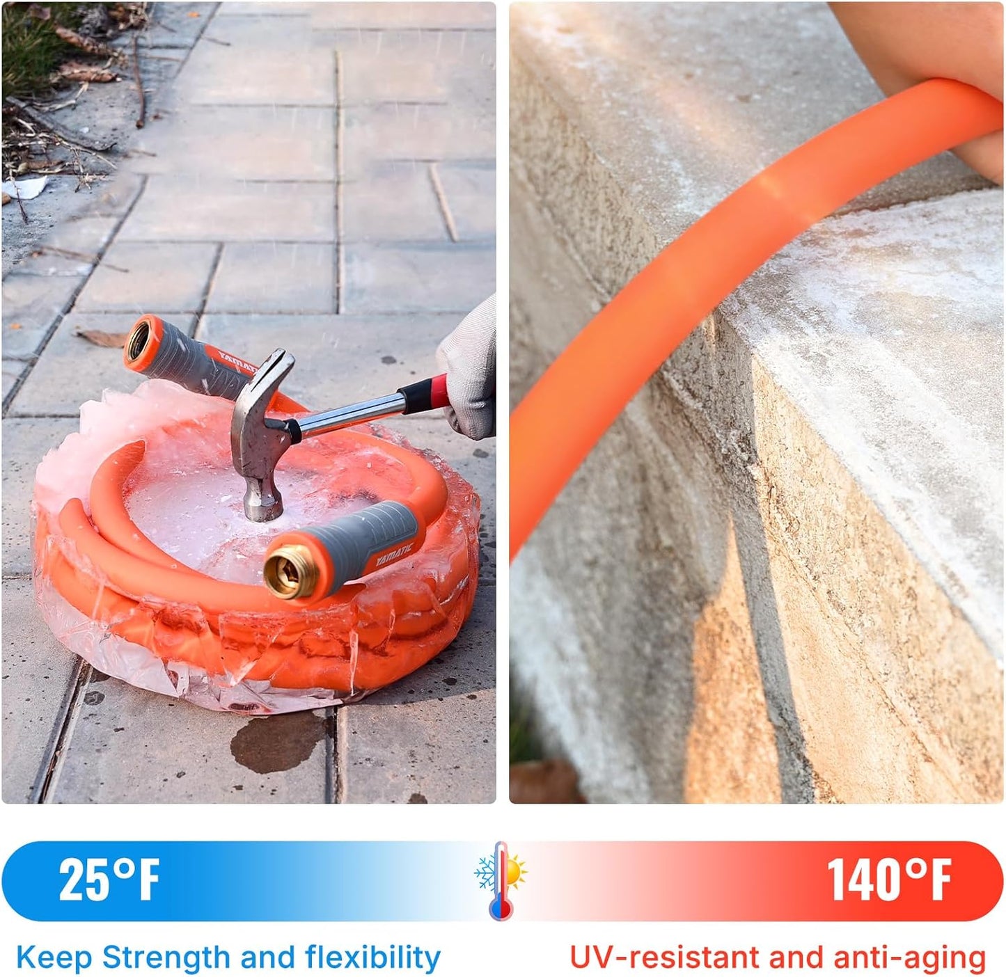 YAMATIC Heavy Duty Garden Hose 5/8 in x 50 ft with Swivel Fitting, Sup