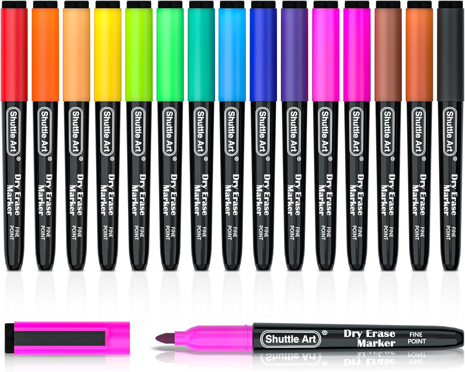 Shuttle Art Dry Erase Markers, 15 Colors Magnetic Whiteboard Markers, 