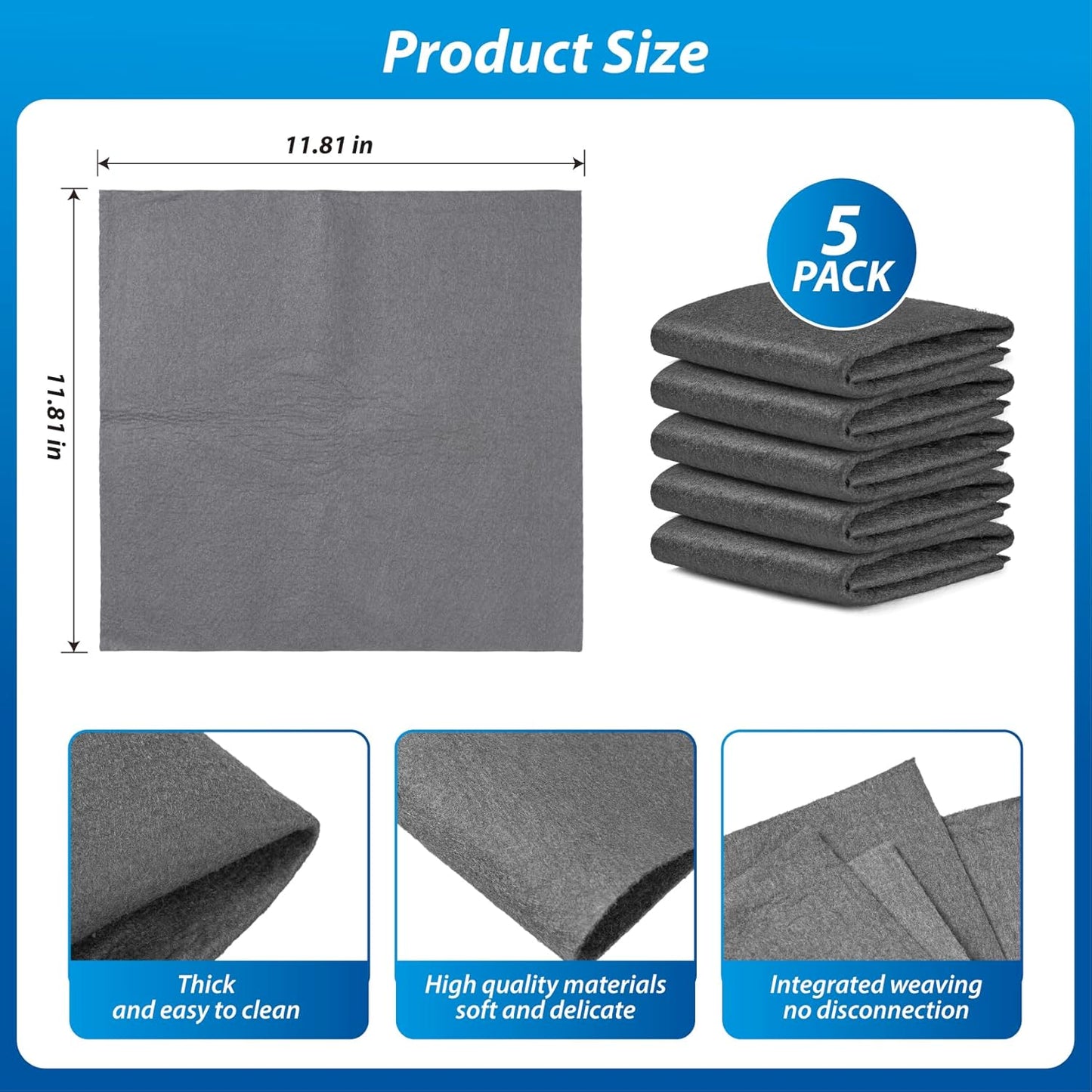 Thickened Magic Cleaning Cloth for Glass,5Pcs Lint Streak Free Microfi