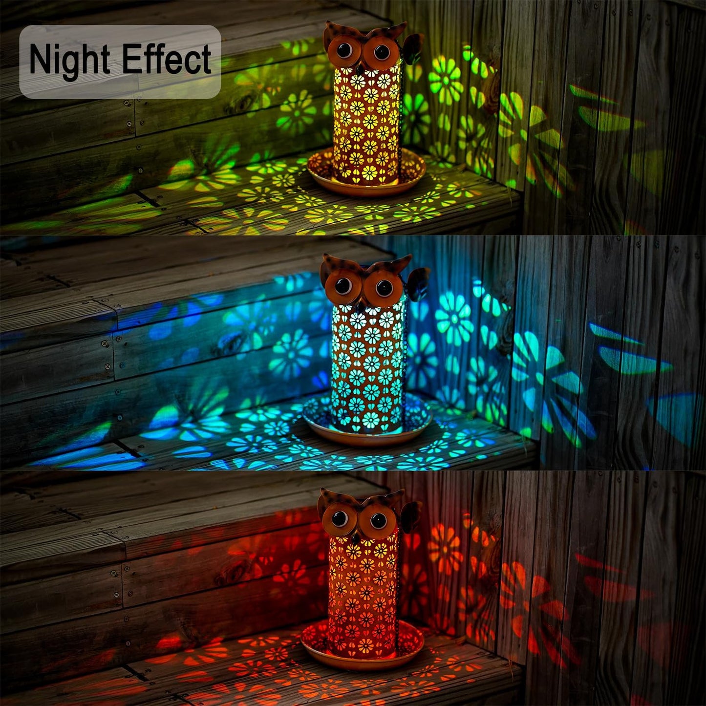 Solar Owl Bird Feeder for Outdoors Hanging - Metal Outside Wild Bird Feeders,Solar Light, Garden Backyard Decoration,Gifts for Bird Lovers,Family, Friends,Elderly.10 High x 6.5" Dia