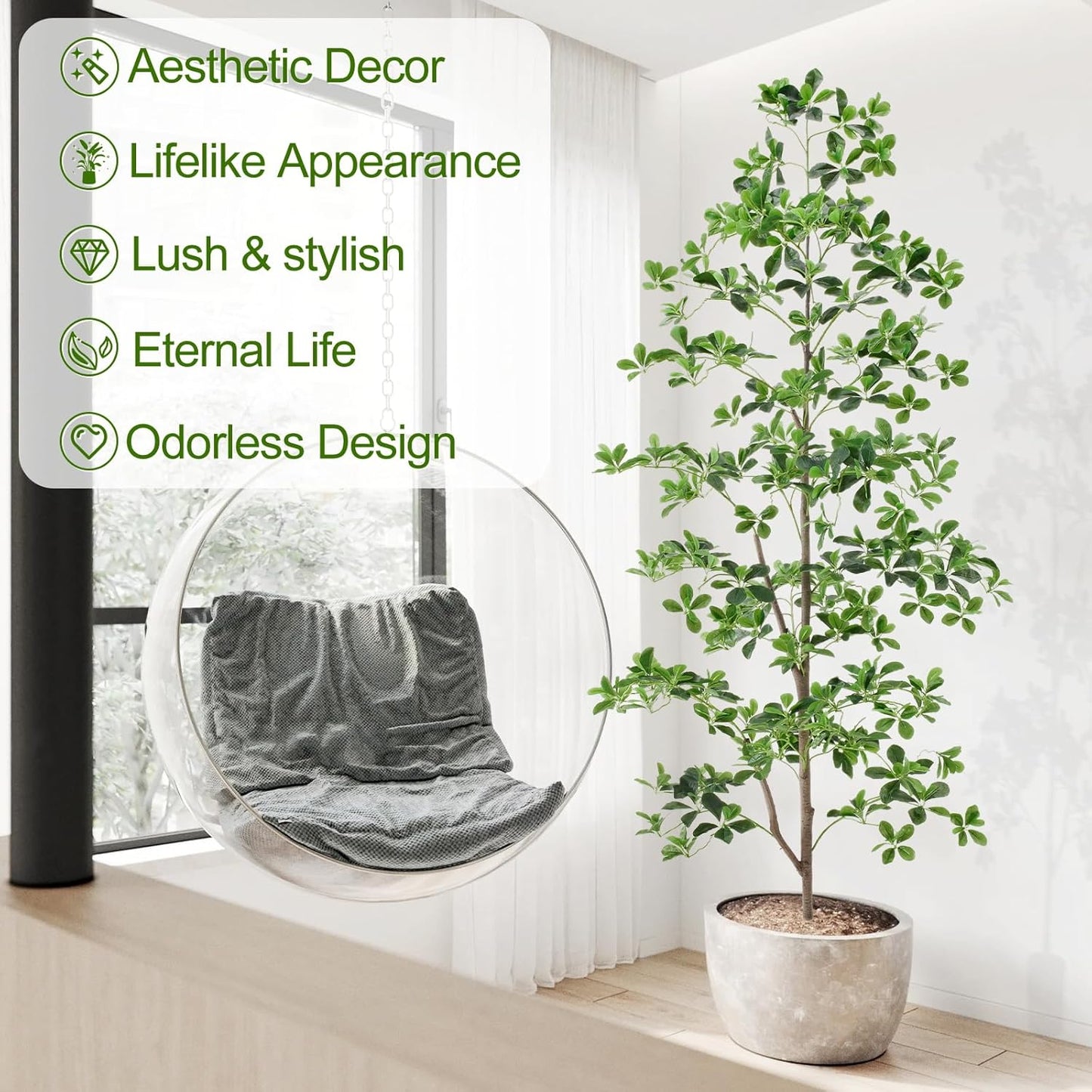 7ft Tall Artificial Black Olive Tree with 1260 Lifelike Leaves, Tall Fake Greenery Olive Silk Plants Artificial Tree Indoors in Pots, Faux Olivo Tree for Living Room Office Decor