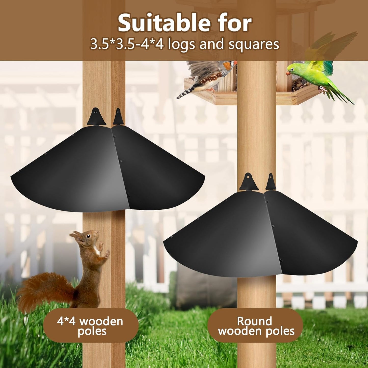 Metal Squirrel Baffle for 4x4 Post,Outdoor Squirrel Guard for Wooden T