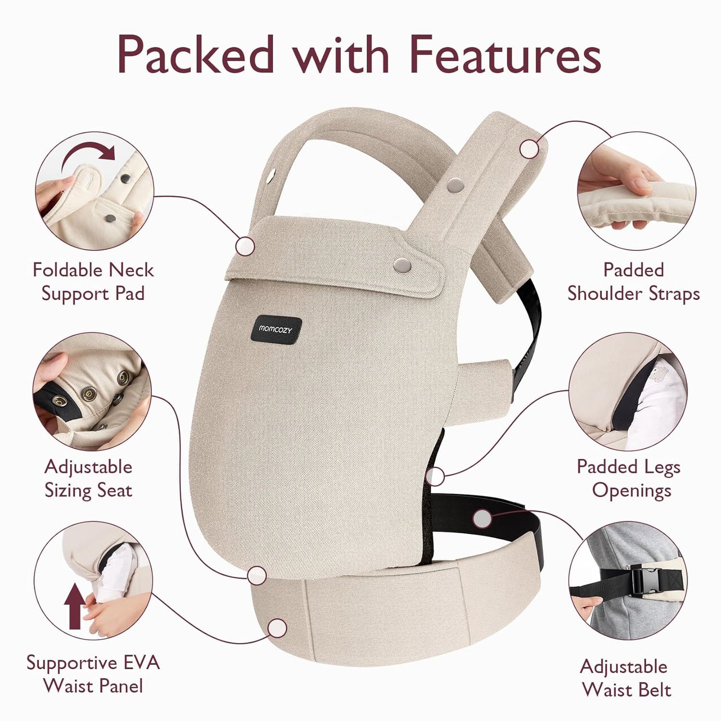 Momcozy Baby Carrier - Ergonomic, Cozy and Lightweight Carrier for 7-4