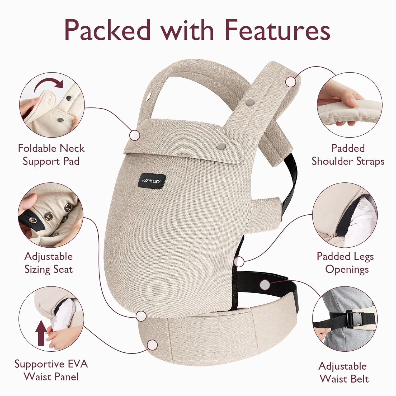Momcozy Baby Carrier - Ergonomic, Cozy and Lightweight Carrier for 7-4