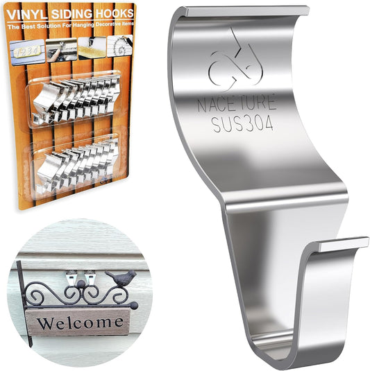 NACETURE Vinyl Siding Hooks 20 Pack Heavy Duty Siding Clips Vinyl Siding Hanger for Hanging on Patio, No Hole Need Command Outdoor Hook Hang to Decor Wreath Things | Heavy Duty, for Hanging Decor, No Hole Needed