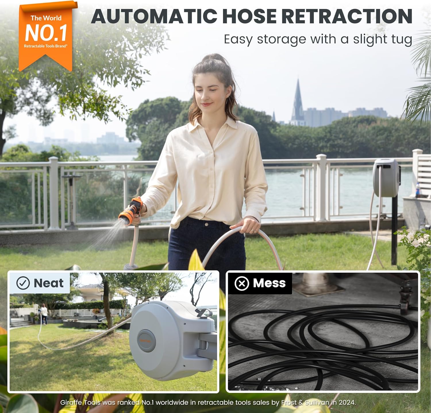 Giraffe Tools CW20 Retractable Garden Hose Reel 5/8" x 60 ft Heavy Dut