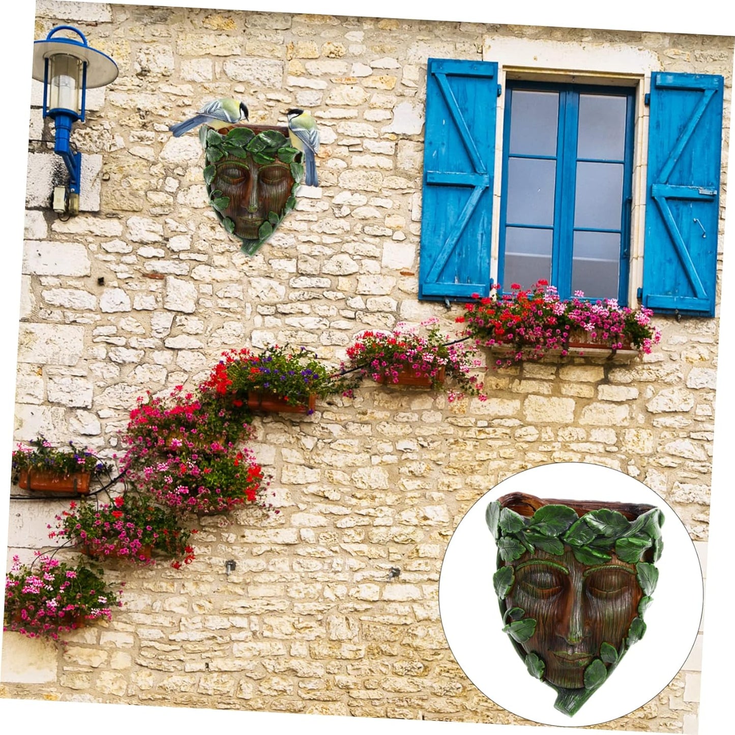 Milisten Outdoor Bird Feeder Tree Face Sculpture Resin Garden Decorati