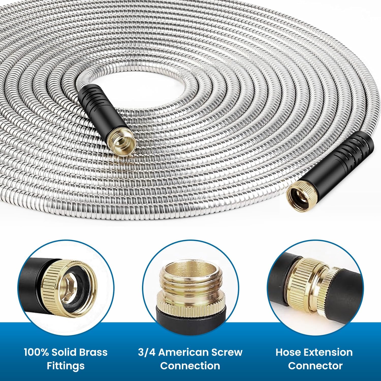 Garden Hose 100FT, Water Hose with 10 Function Nozzle, Garden Hose Met