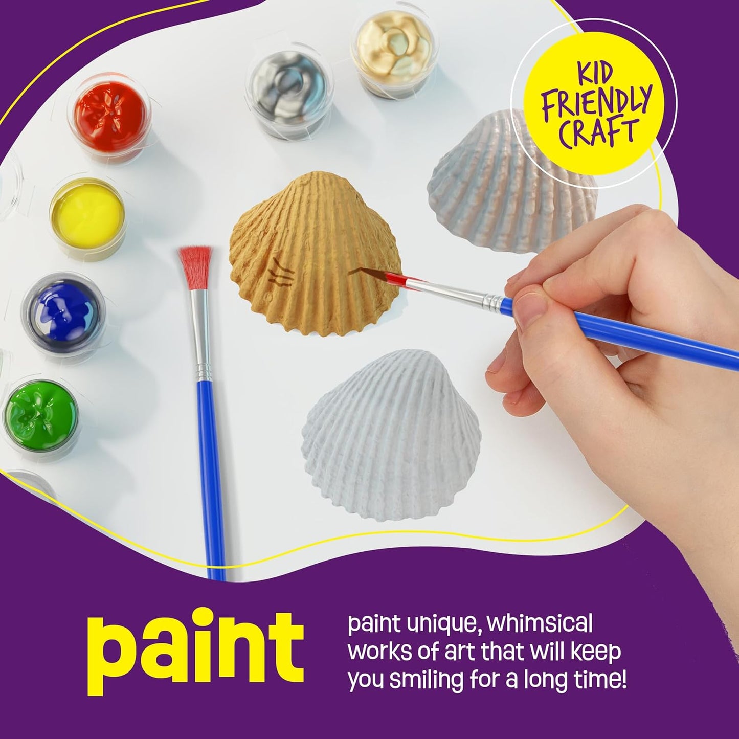 Dan&Darci Kids Sea Shell Painting Kit - Arts & Crafts Easter Gifts for