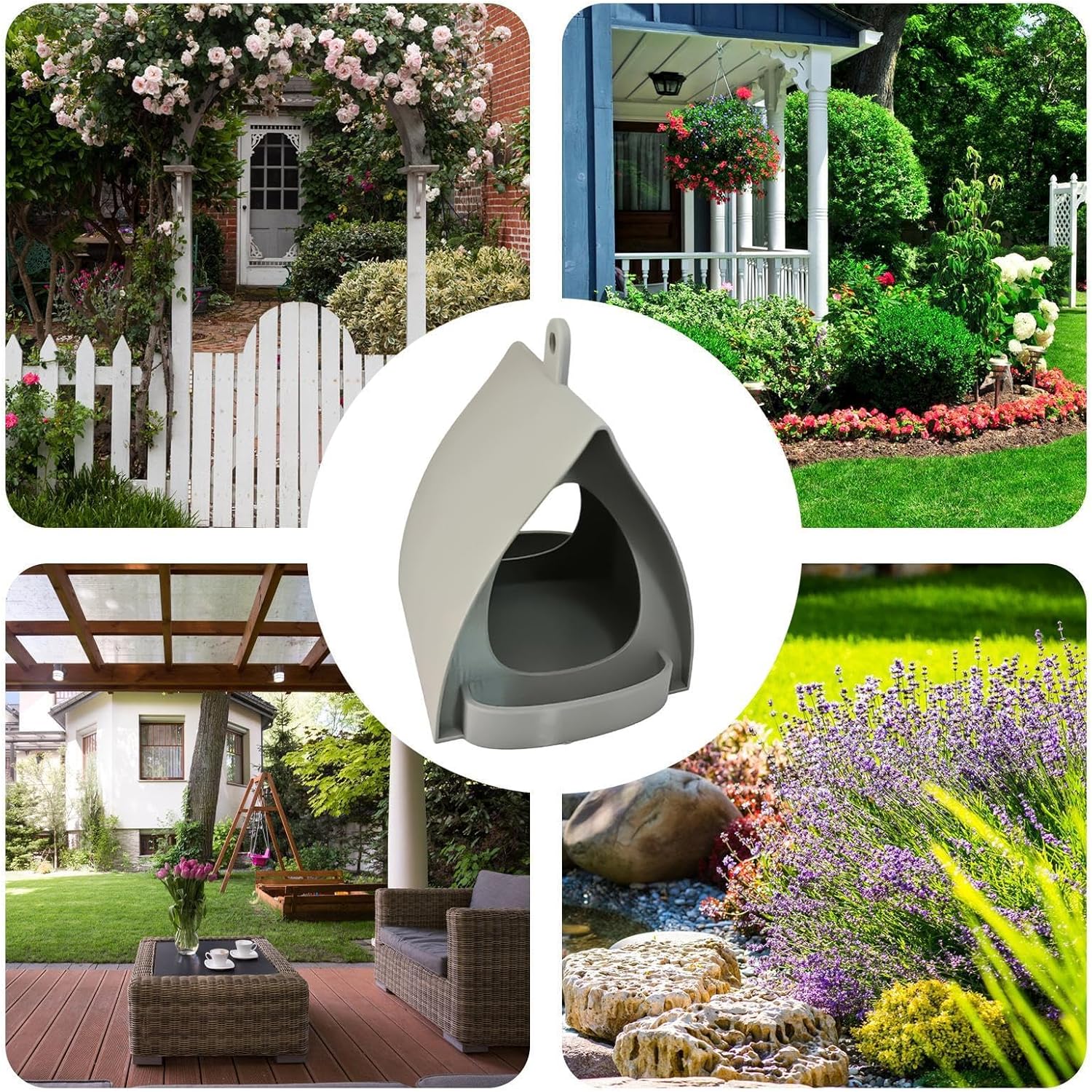 Outdoor Bird Feeder, Open Design Station, Hut-Shaped Hangable Feeder f