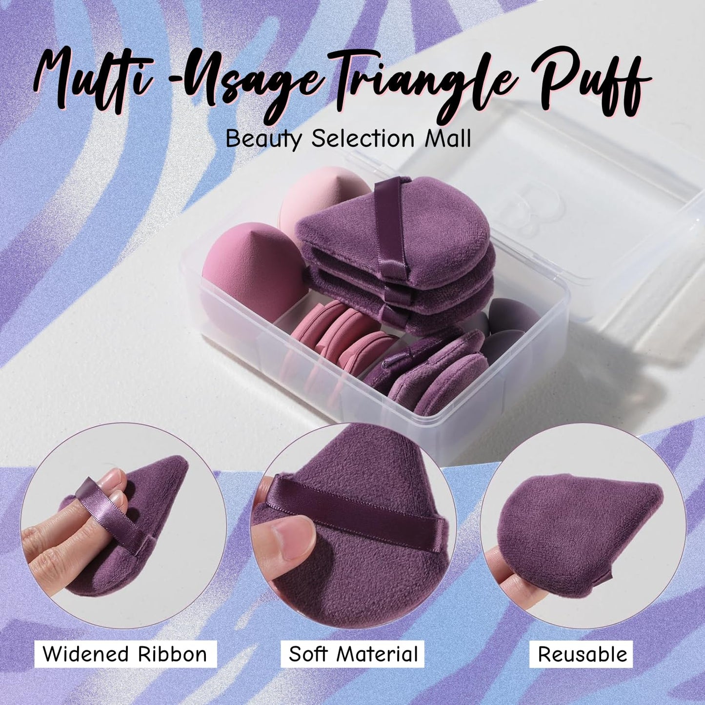 Makeup Sponge Set BS-MALL Triangle Puff 14 Pcs for Liquid, Cream, and 