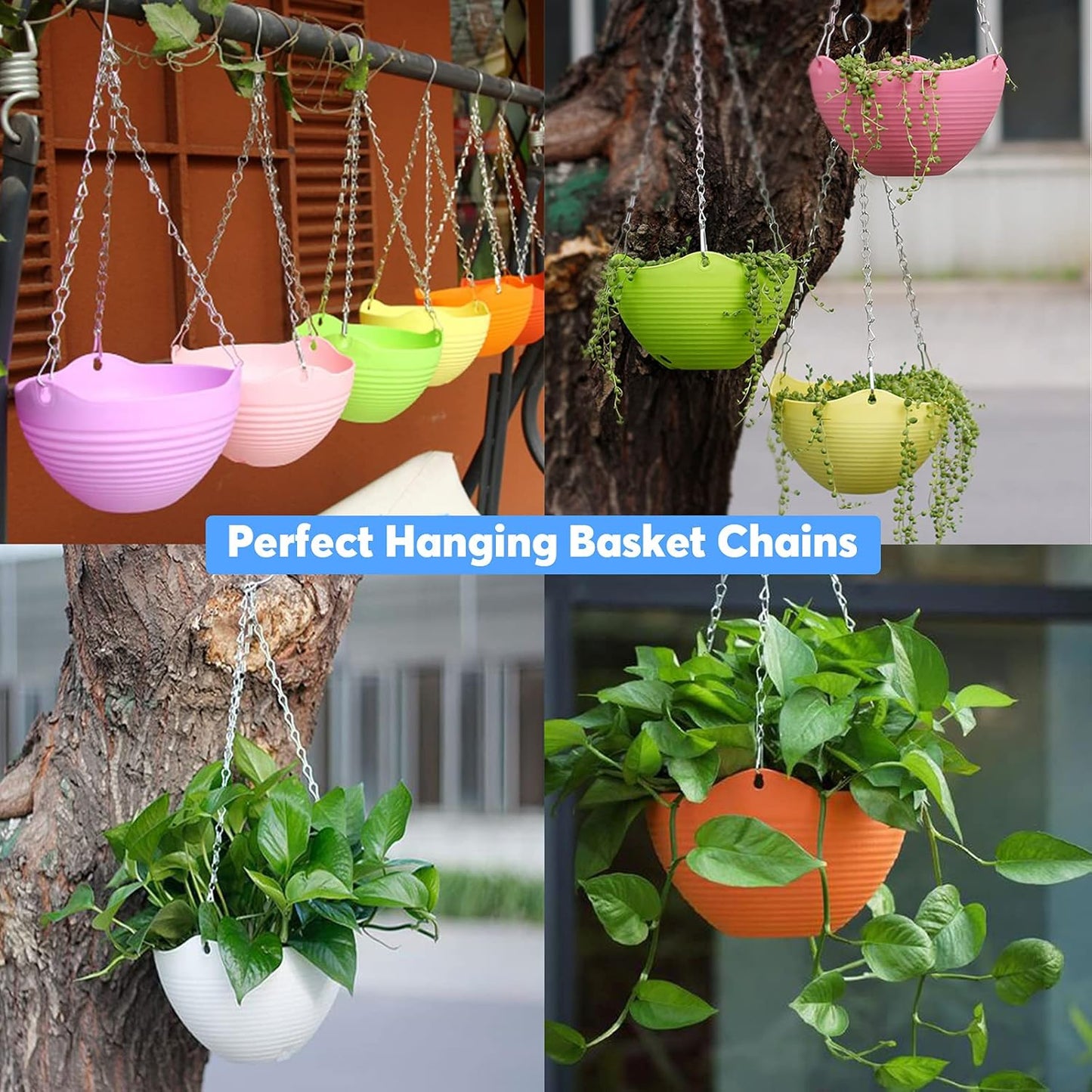 Glarks 15Pcs 16 Inch Metal Hanging Basket Chains Set, 3 Point Flower Plant Pot Replacement Chains with Hooks for Bird Feeders, Planters, Lanterns and Ornaments