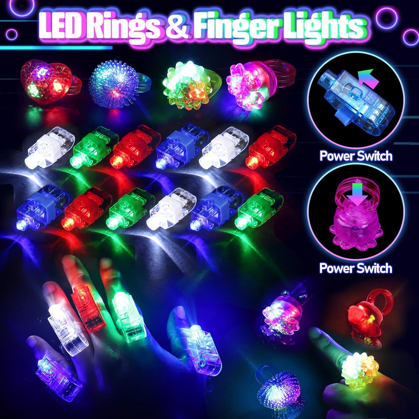 150PCS Glow in the Dark Party Supplies for Kids Adults, Light Up Party
