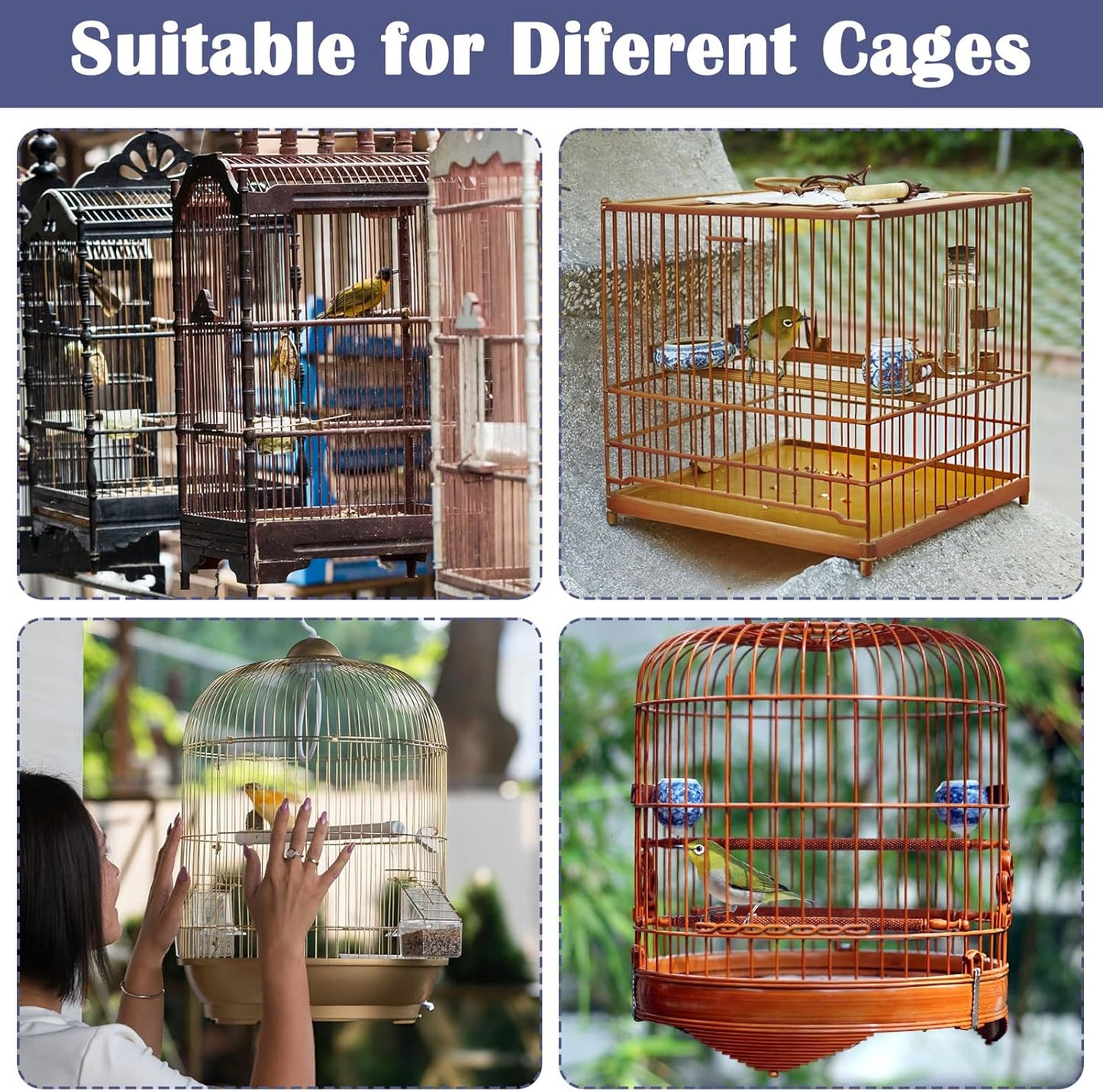 2Pcs Bird Cage Seed Catcher, Soft Airy Bird Cage Net Guard Net Cover S