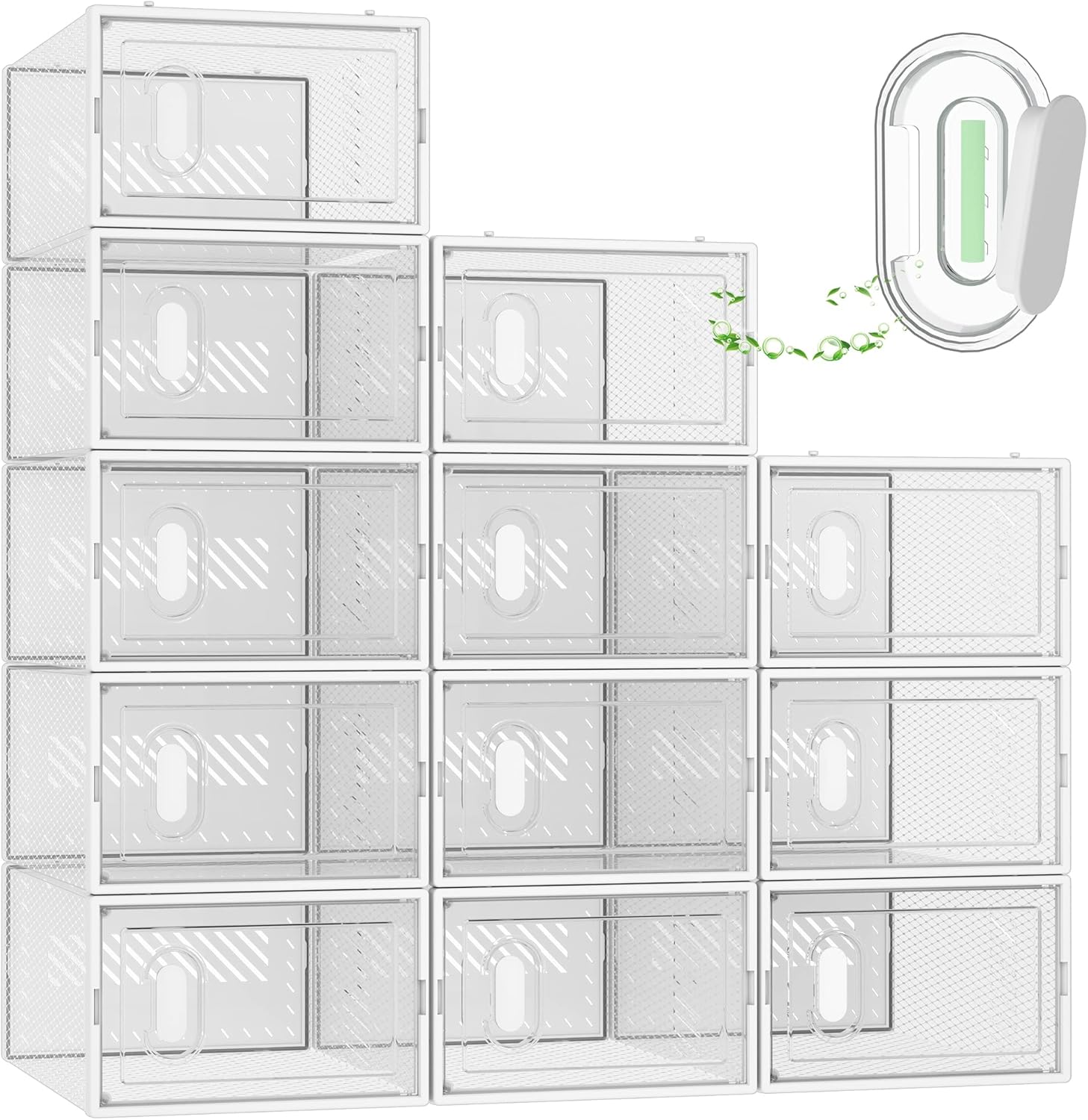 Shoe Storage, 12 Pack Shoe Organizer for Closet, Shoe Boxes Clear Plas
