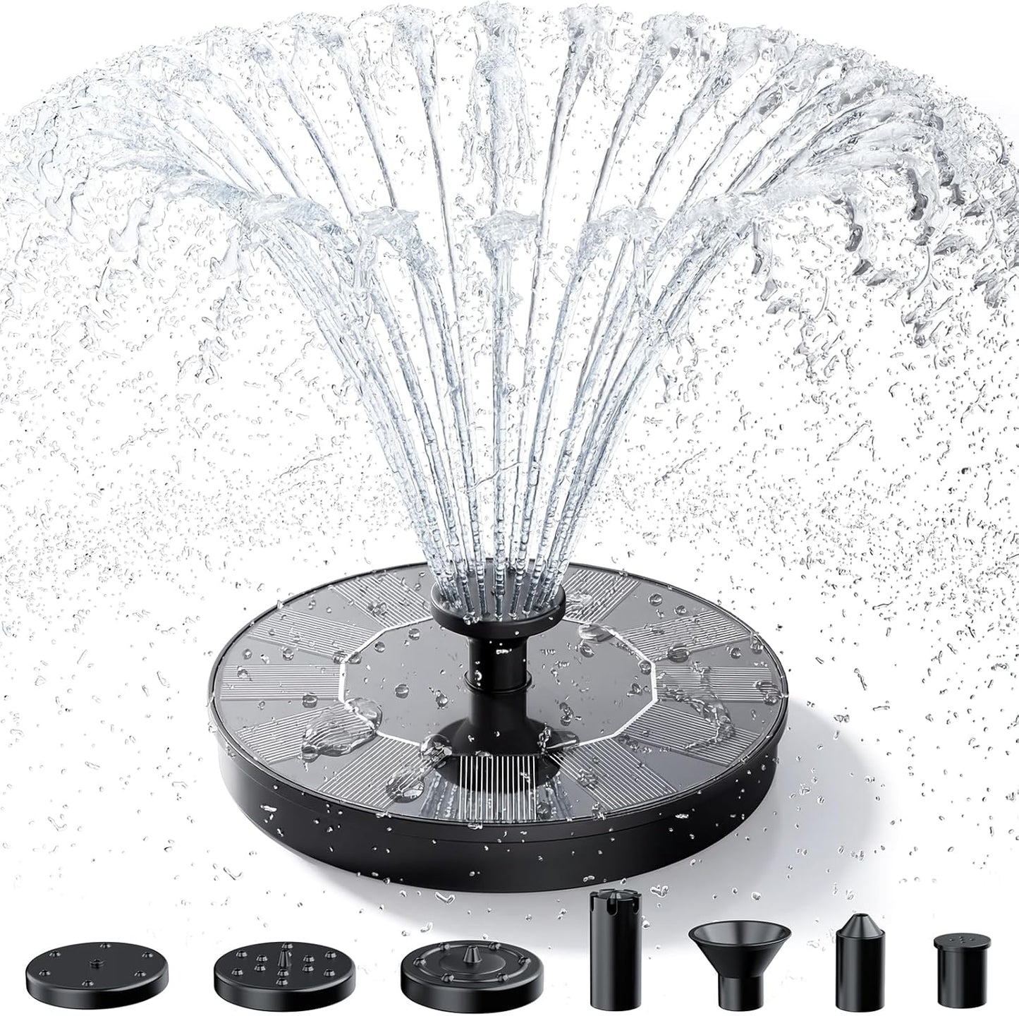 AISITIN Solar Fountain, Solar Bird Bath Fountains Pump with 6 Nozzles,