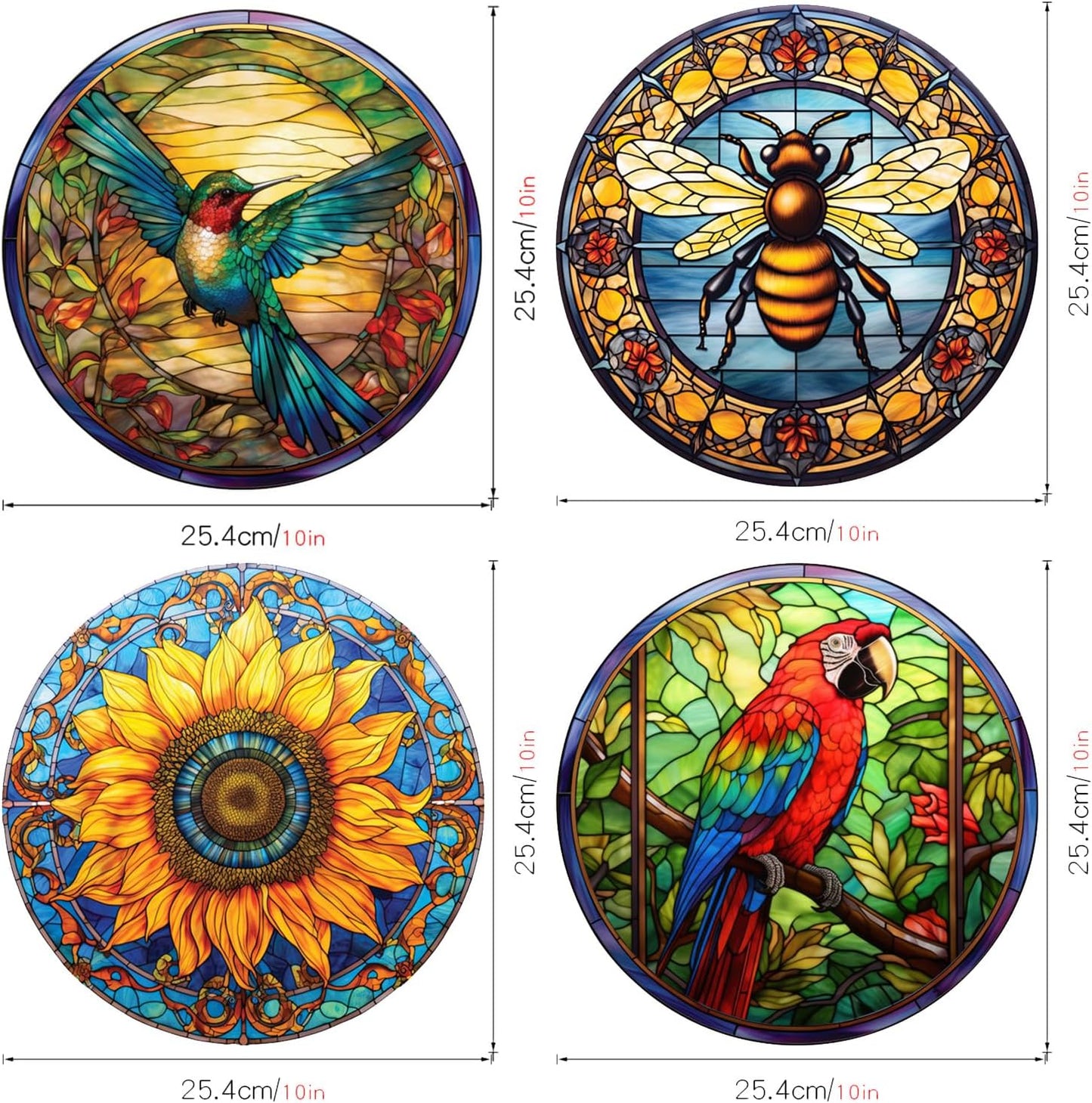 4 Sheets Sunflower Stained Glass Window Sticker,Sunflower Suncatcher,Cardinal Decor Stained Colorful 3D Static Window Glass Stickers,Home Decor,Gift for Mother