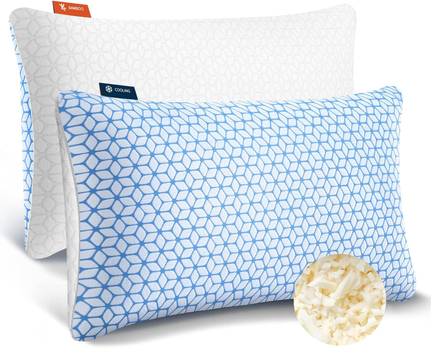 Shredded Memory Foam Pillows King Size Set of 2, Cooling Pillow Firm a