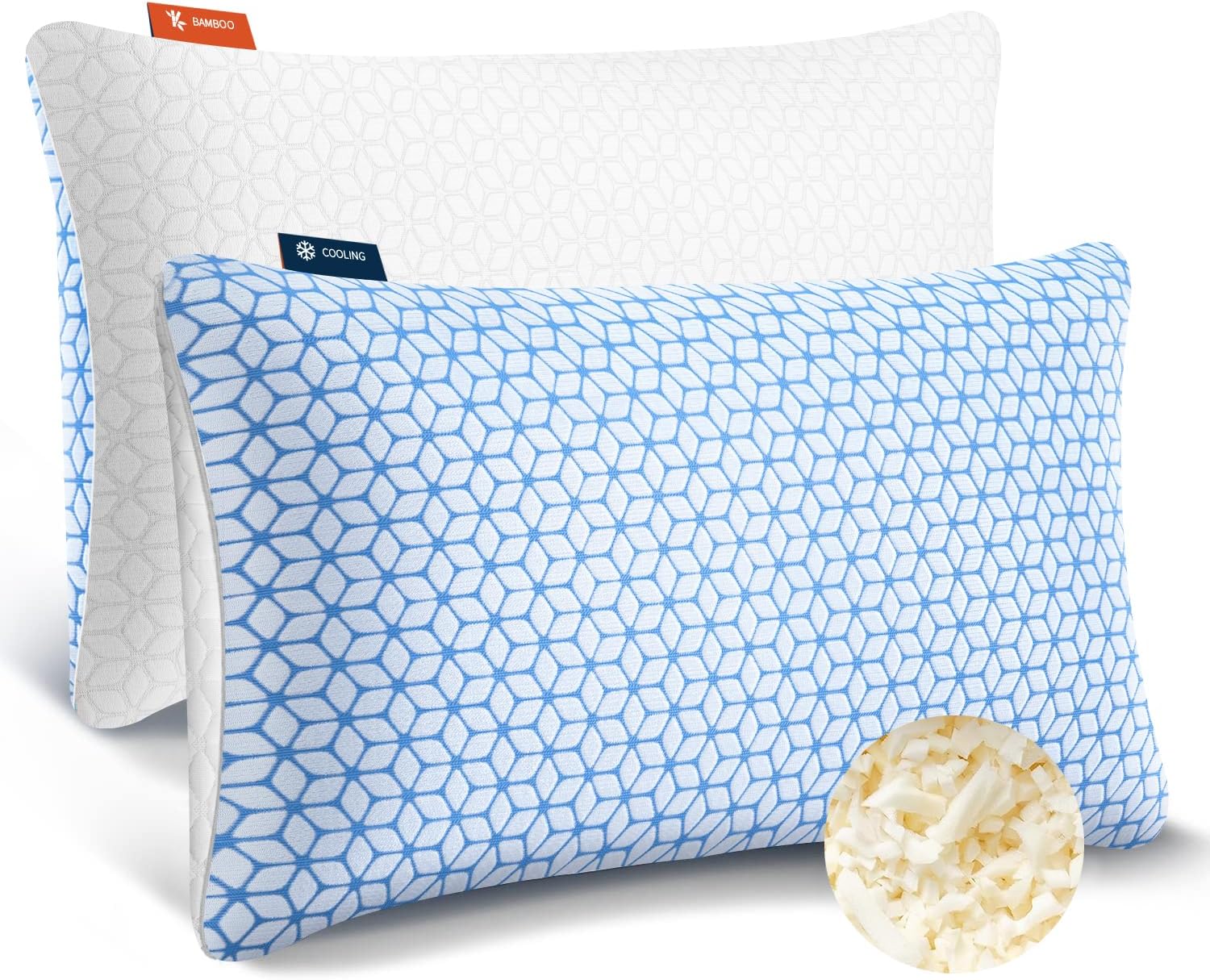Shredded Memory Foam Pillows King Size Set of 2, Cooling Pillow Firm a