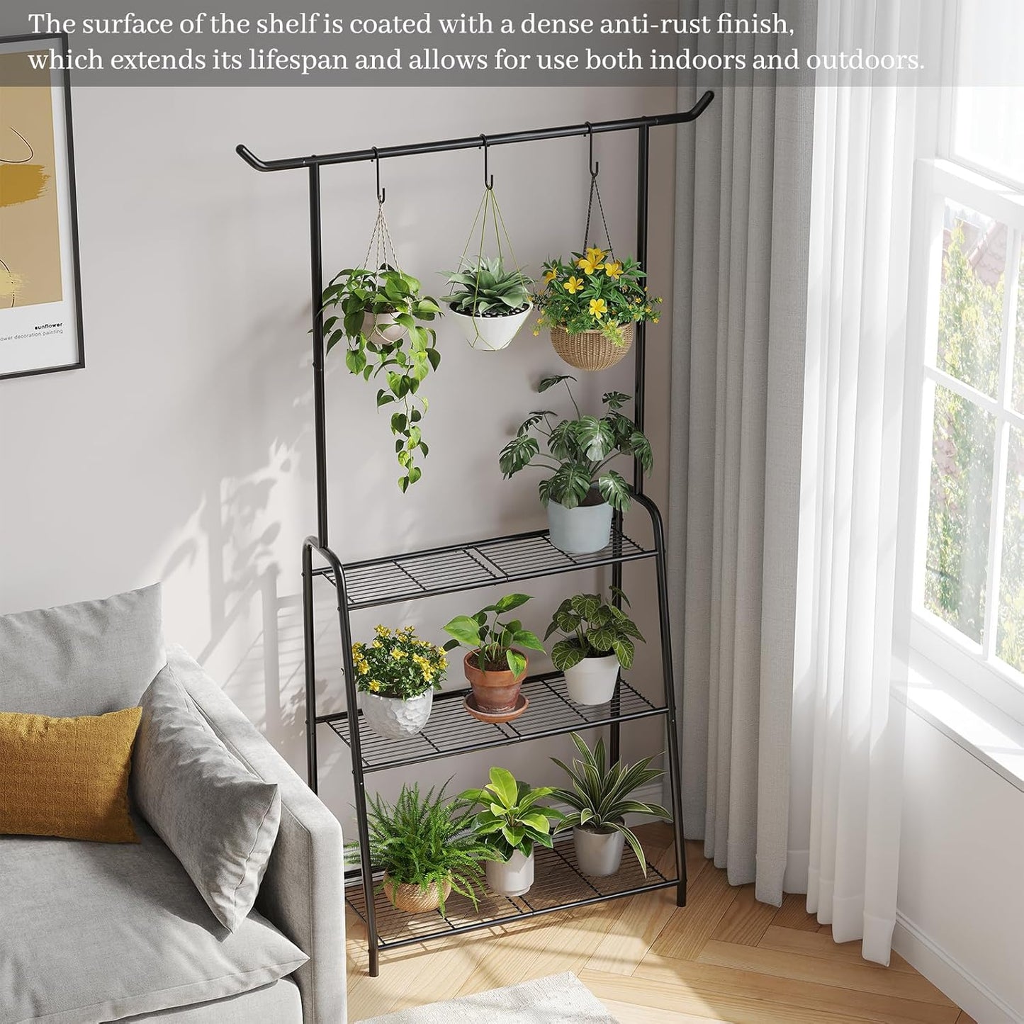 Plant Stand Indoor Outdoor,Metal Plant Stands for Multiple Plants,3 Ti