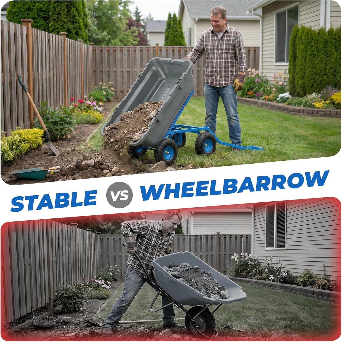 Sekey 1000lbs Garden Dump Cart for Seniors, Capacity Yard Wagon with R