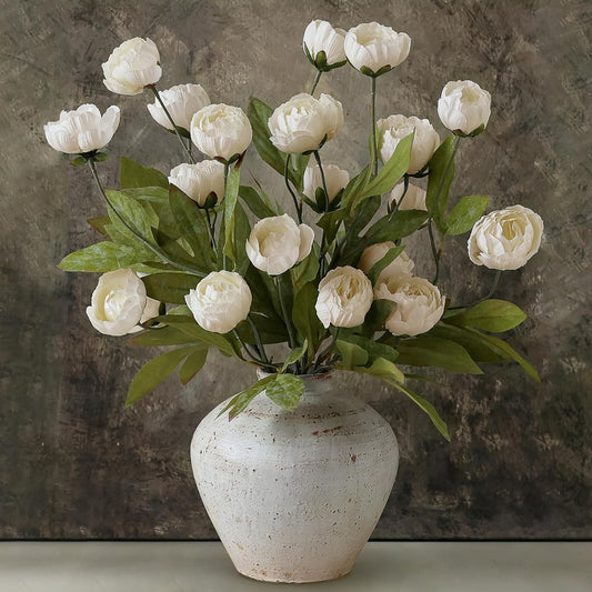 VIERENA 6 Pcs Faux Silk Peony Artificial Flowers for Vase -27", Bulk F