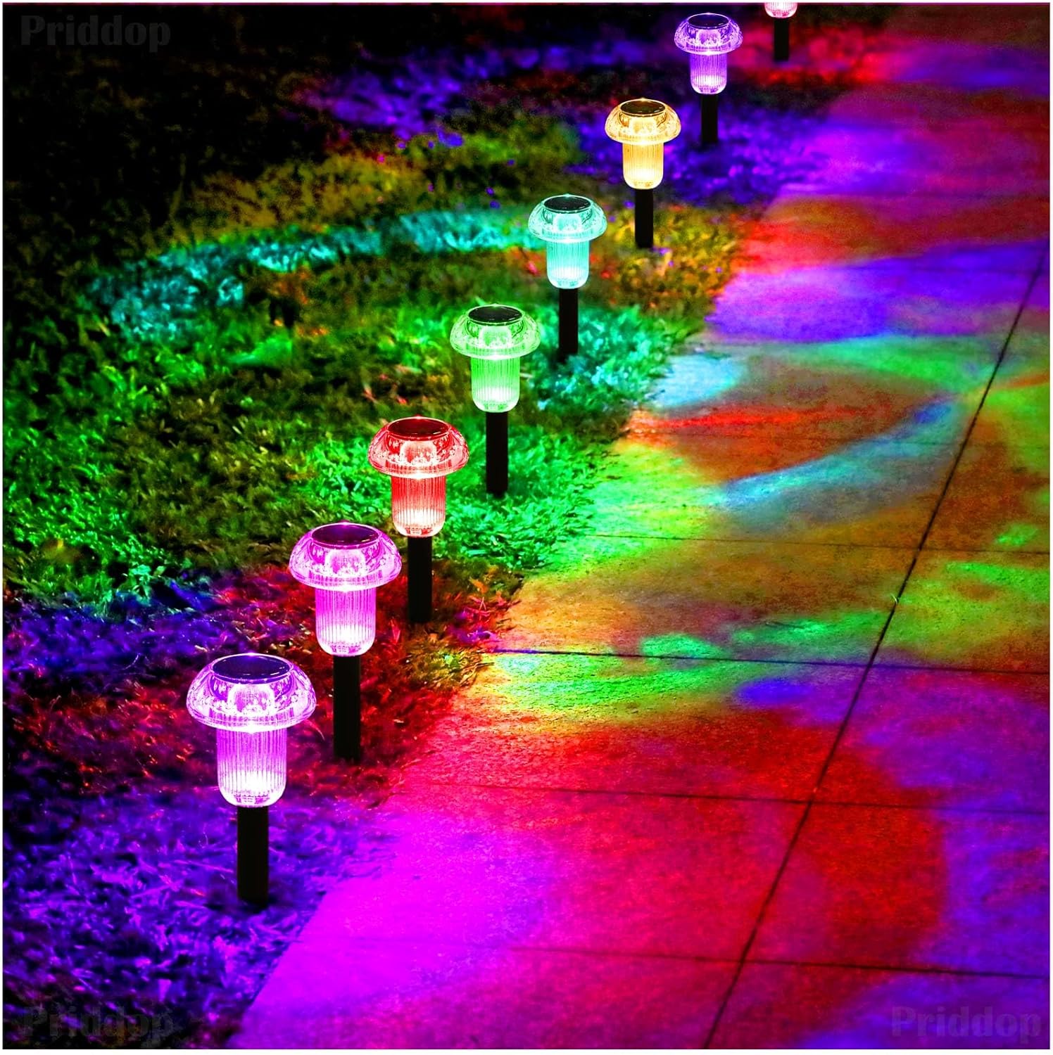 Solar Lights Outdoor Pathway Waterproof 8 Pack Color Changing LED Acry