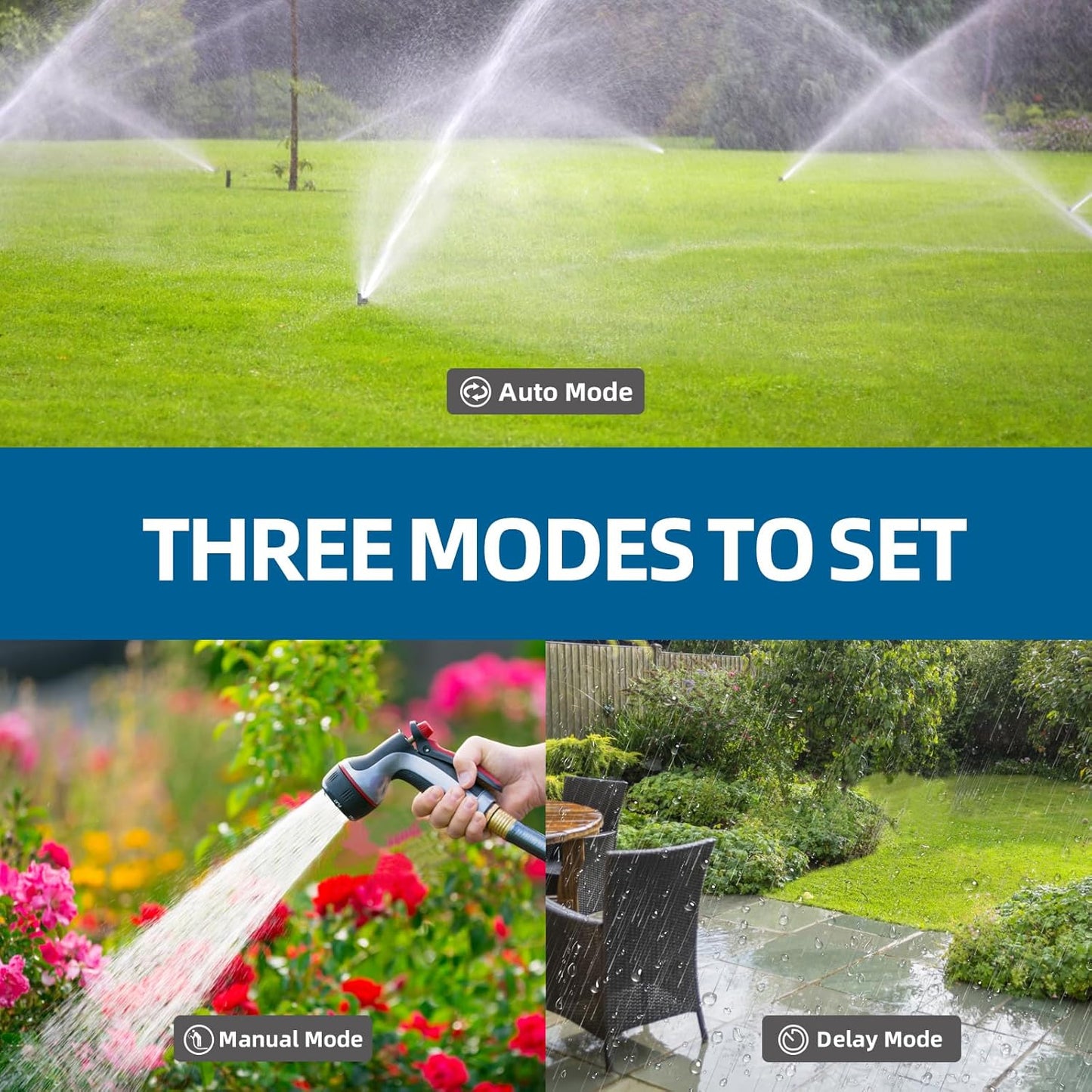 TiFFCOFiO Sprinkler Timer Outdoor, Digital Pogrammable for Garden Hose, Irrigrtion Timer with Rain Delay and Manual Mode (2 Oulets, 1 Pack)