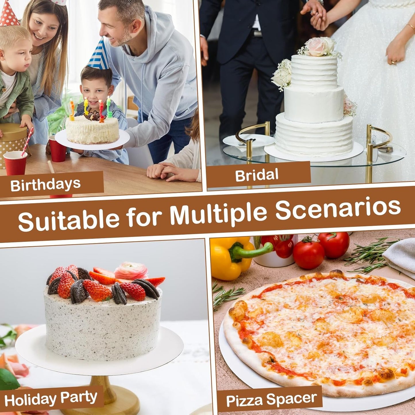 6 Pcs Cake Boards,White Cake Boards 10 inch Round,100%Food-graded Cardboard Cake Rounds,Waterproof and Oil-proof Cake Base for Cake DIY, Wedding, Birthday, Dessert, Pizza Decorating & Exhibition