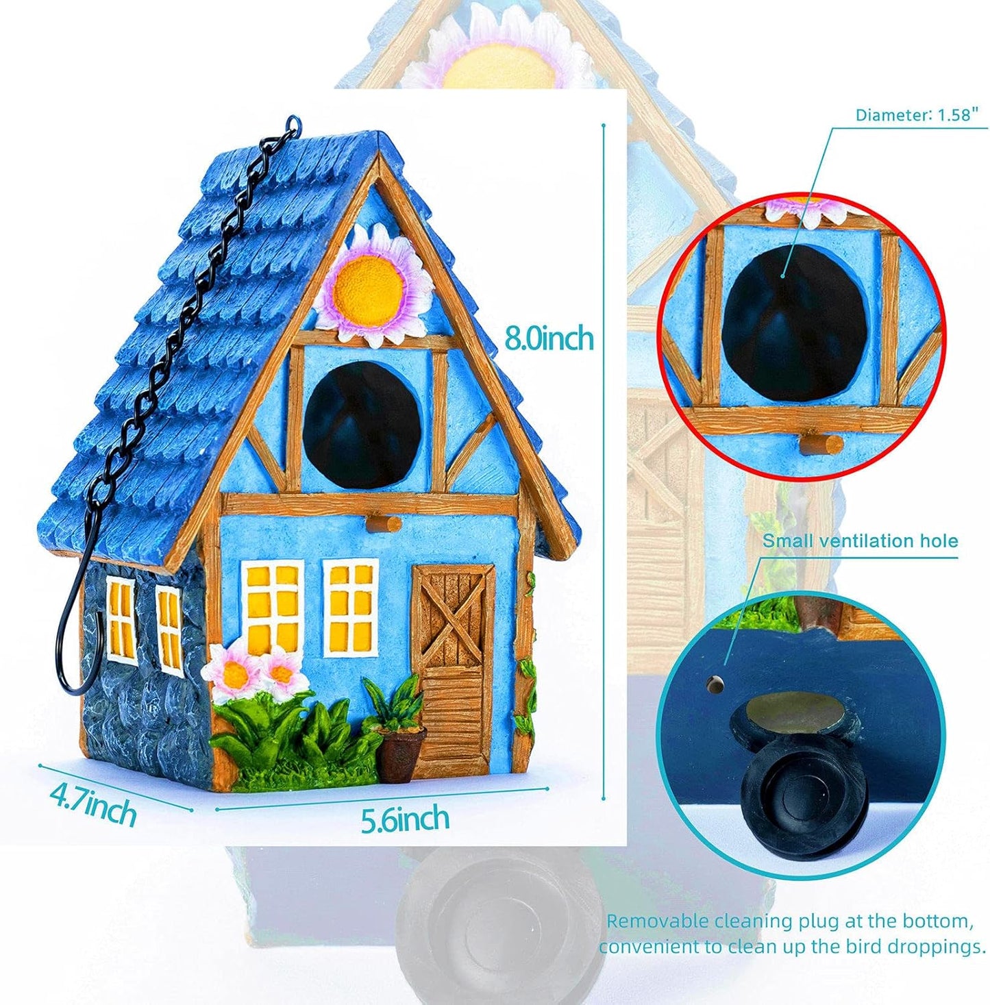 Garden Bird House for Outside Clearance Hanging Outdoors Country Cute 