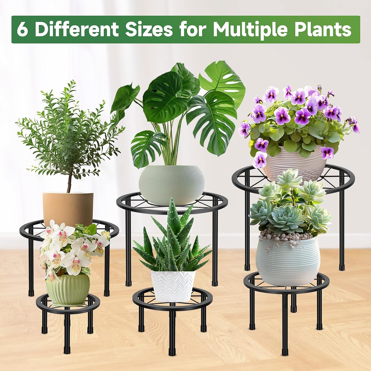 6 Pack Metal Plant Stands, Heavy Duty Plant Stand for Indoor Outdoor, 