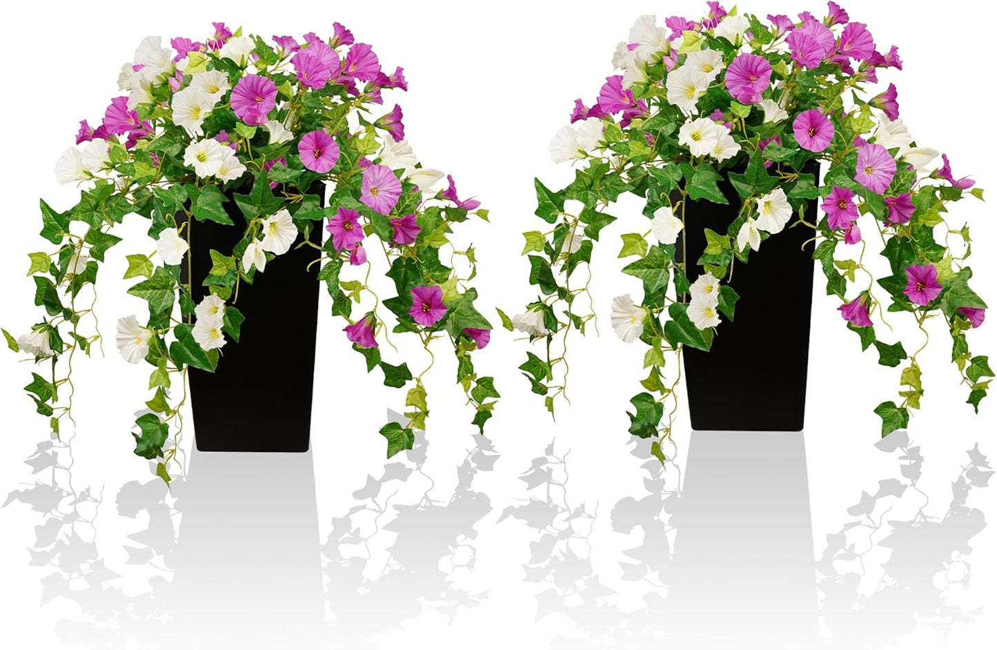 Artificial Petunias with Pot & Hole Board, 2 Pack UV Resistant Silk Fl