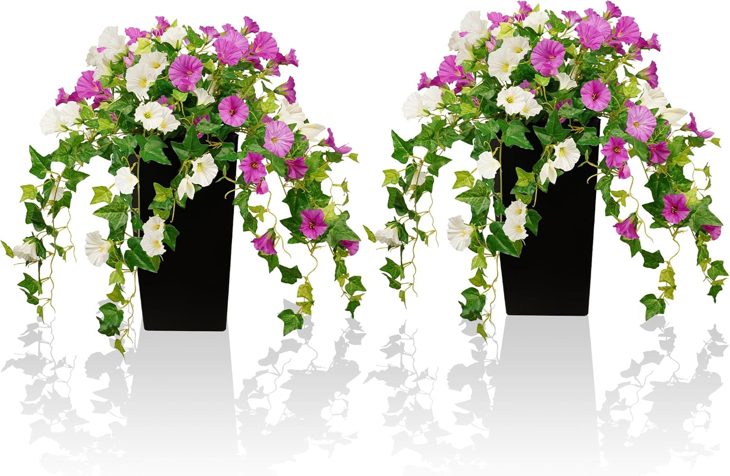 Artificial Petunias with Pot & Hole Board, 2 Pack UV Resistant Silk Fl