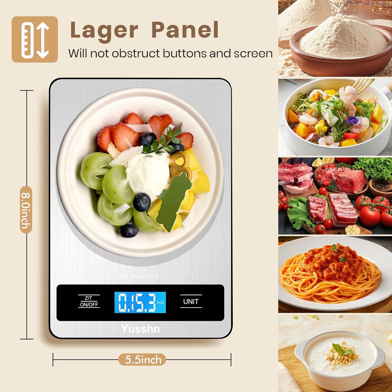 Food Scale, 11lb Kitchen Scale with 0.05oz/1g Precision, 6 Units Tare 