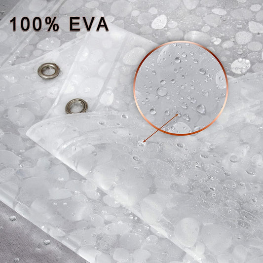 Bostofy Waterproof Shower Curtain Liner 8G EVA Thick Shower Curtain with Heavy Duty 3 Bottom Magnets, Shower Liner for Shower Stall, Bathtubs, 3D Pebble Pattern, 72 x 72,12 Hooks