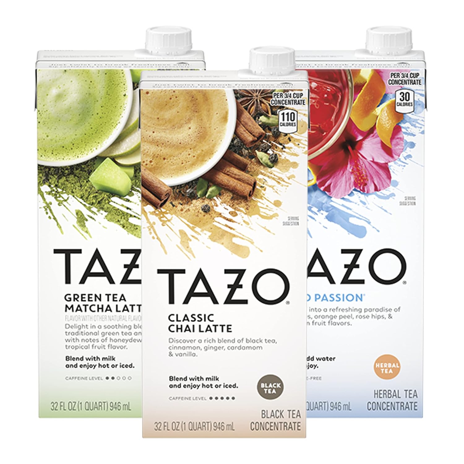 TAZO Classic Chai Latte, Black Tea Concentrate, Easy-to-Serve Caffeina