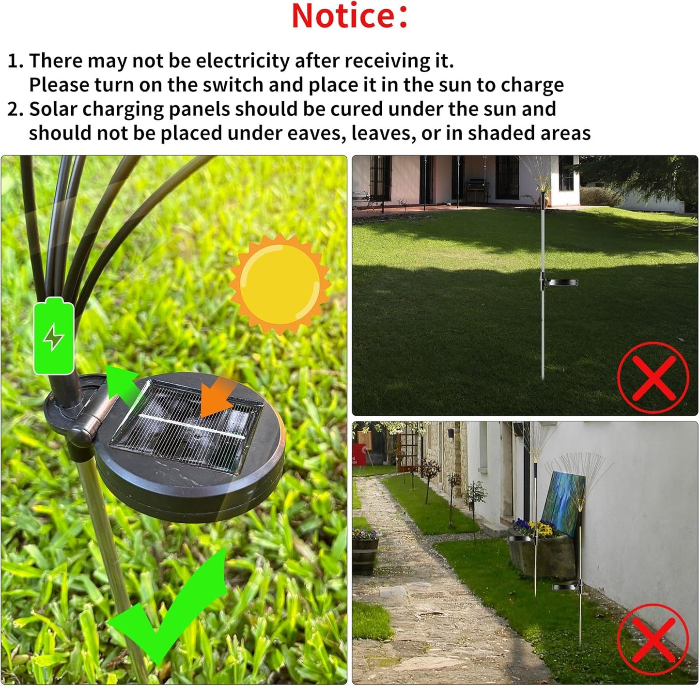 JJGoo Solar Firework Lights, 2 Pack 120 LEDs 2 Lighting Modes Solar Ga