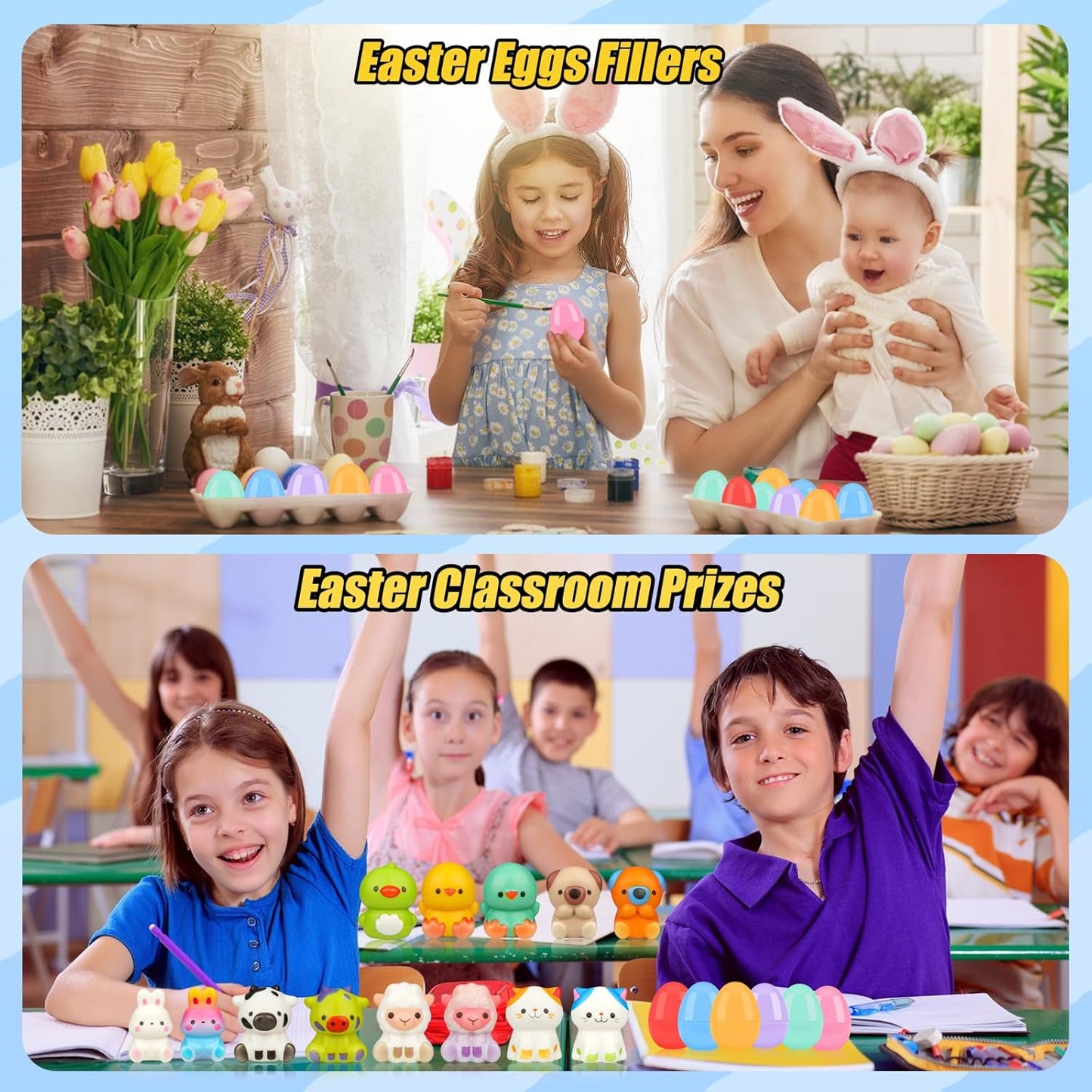 24 Pack Prefilled Easter Eggs with Animal Squishy Toys,Easter Eggs Filled for Egg Hunt,Easter Gifts for Kids,Easter Classroom Prizes, Easter Basket Stuffers