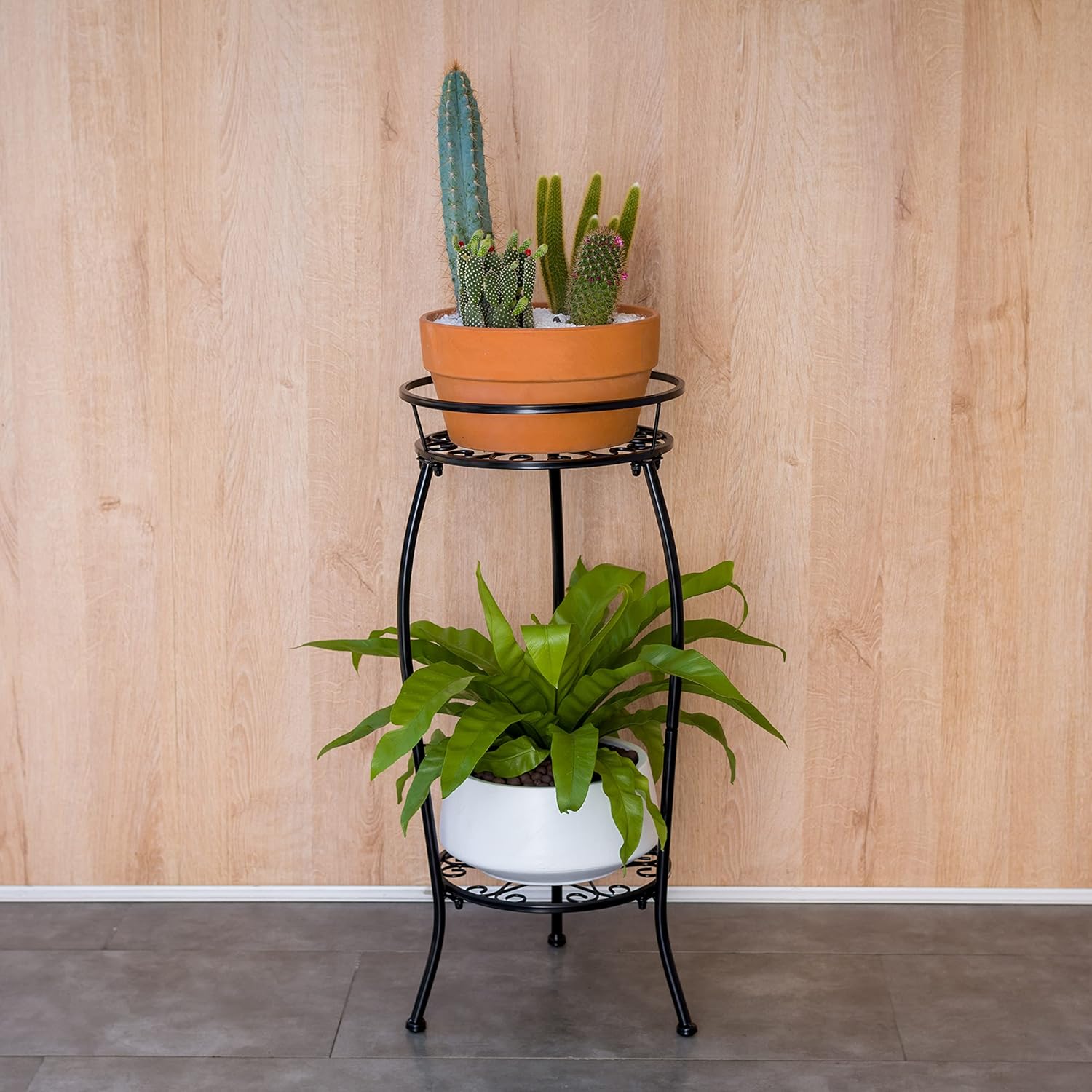FaithLand 2 Pack Metal Plant Stands, Tall Planter Holder Indoor Outdoo
