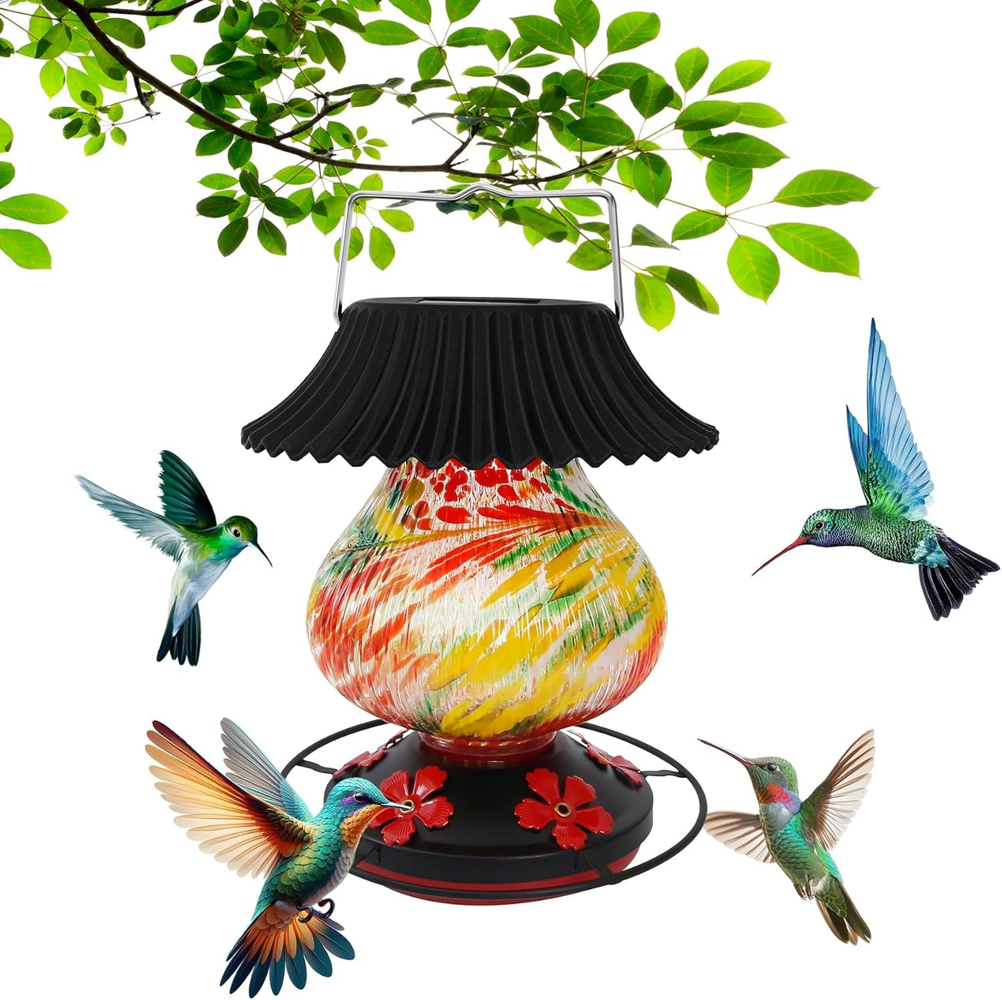 Blown Glass Hummingbird Feeder 8