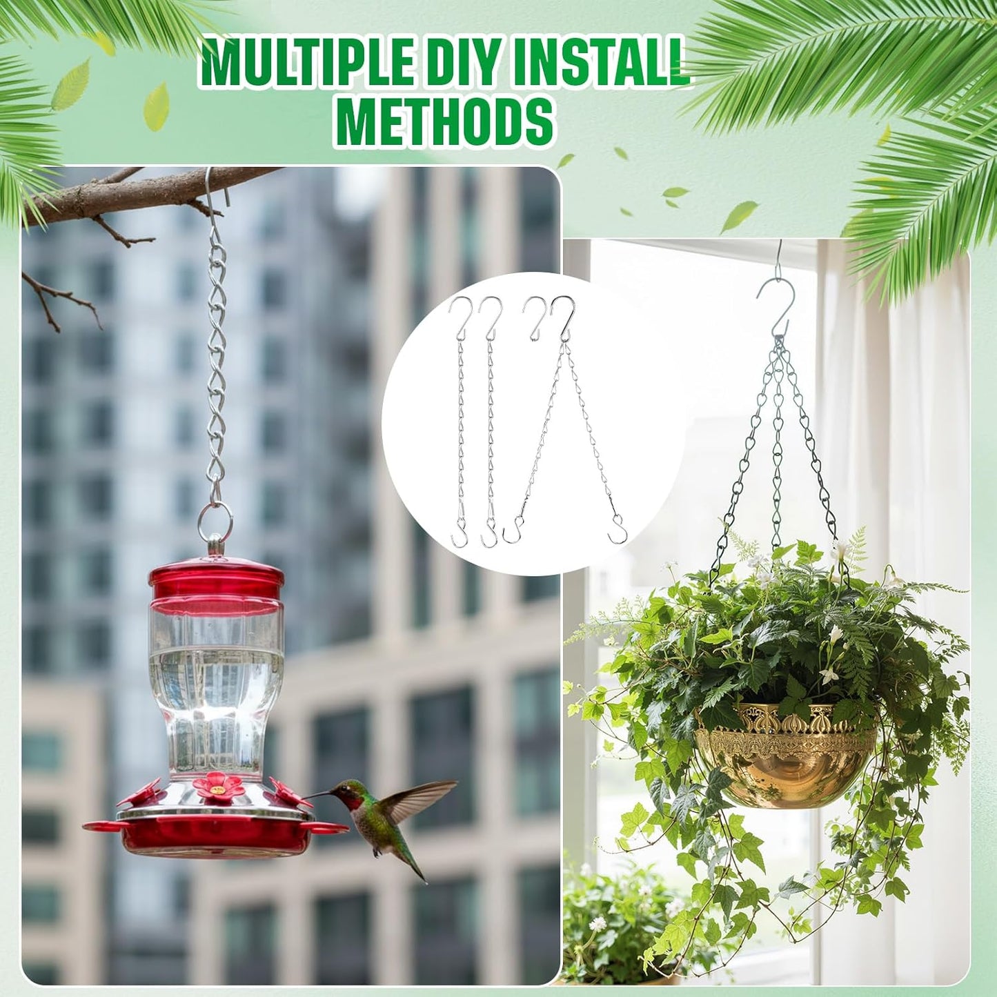 EBOOT 2 Pack Hanging Chain for Bird Feeders, Planters, Lanterns and Ornaments (35 Inch)