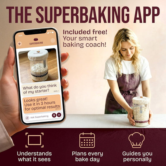 Superbaking Sourdough Starter Jar, Beginner Sourdough Starter Kit, 34oz Wide Mouth Sour Dough Glass Jar with Guides & Recipes, Sourdough Bread Baking Supplies, Sourdough Container Crock