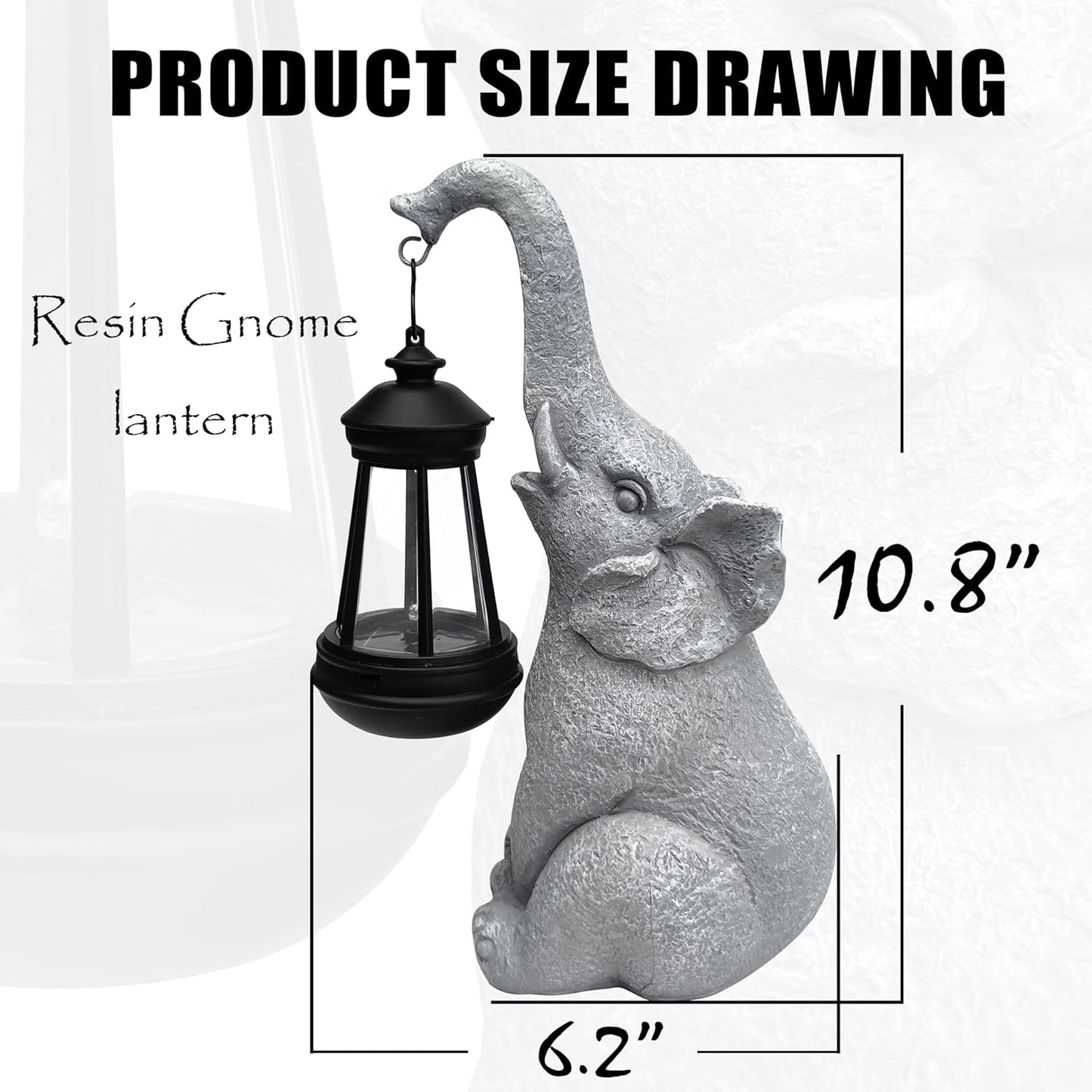 Elephant Solar Garden Statues,Resin Elephant Figurine Decorations with Solar Lights Lantern, Outdoor Garden Decor Art for Lawn,Yard, Unique Housewarming Gift for Garden Home