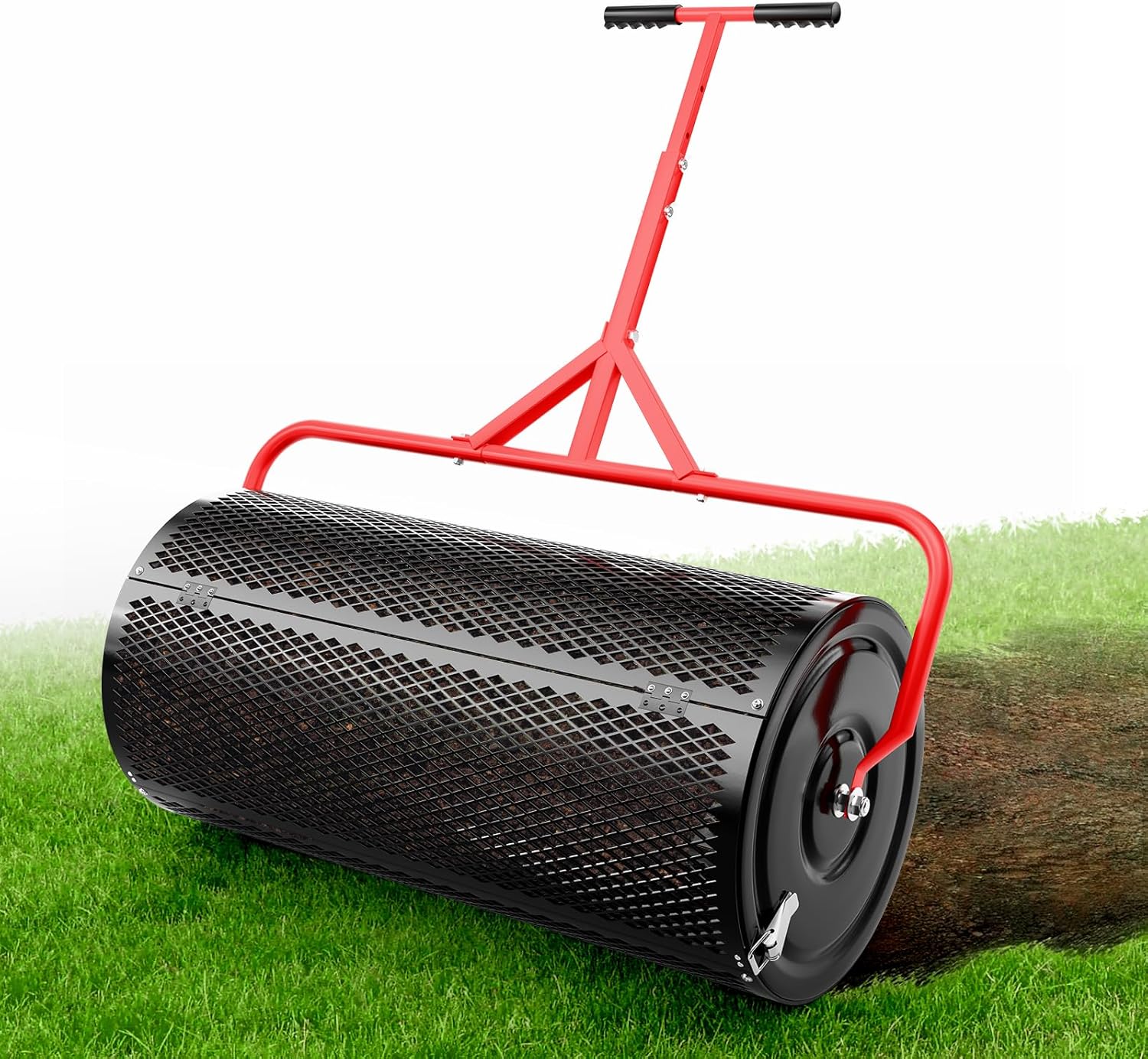 Compost Peat Moss Spreader for Lawn, 30 Inch Compost Roller Spreader w