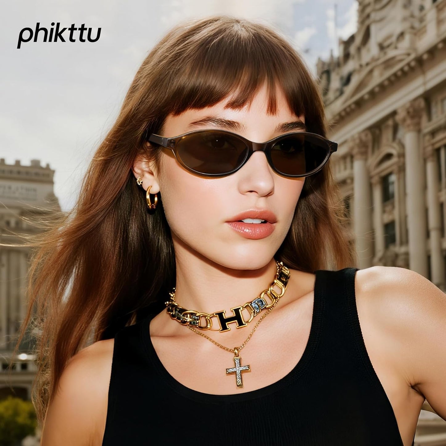 Sunglasses Womens Retro Oval Sunglasses for Women - Cat Eye 90s Glasse